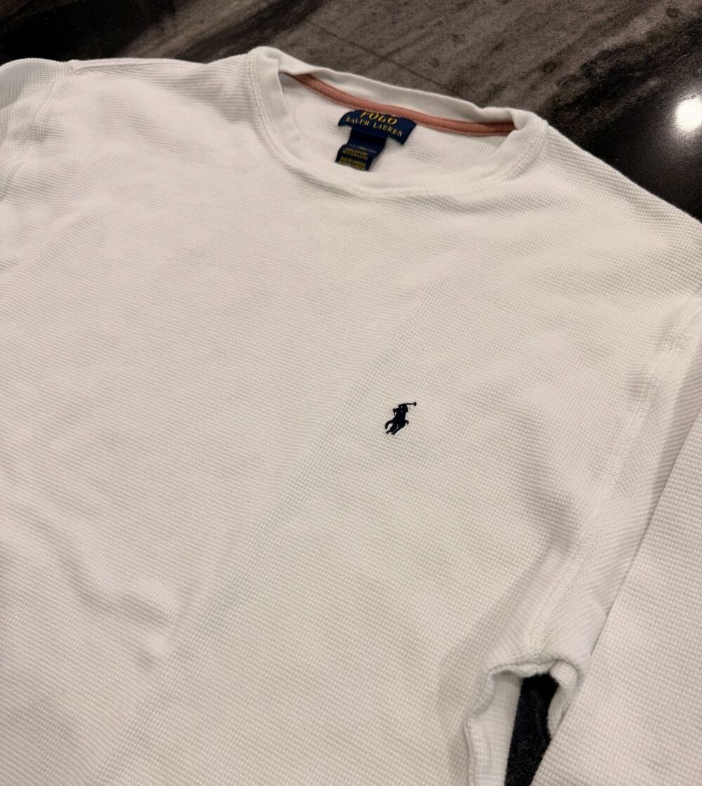 Polo Ralph Lauren Men's 2XL White Waffle Knit Thermal Shirt Pony Logo Long